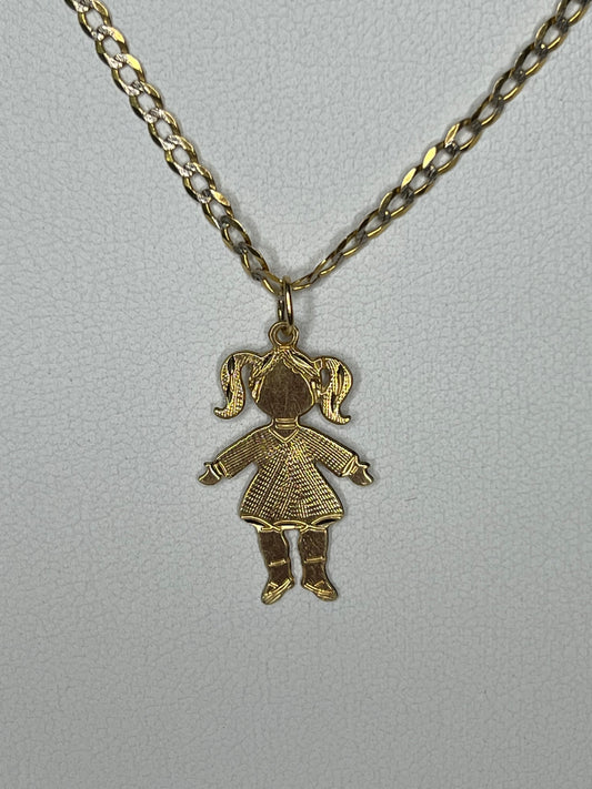14K Gold Little Girl Charm Pendant
