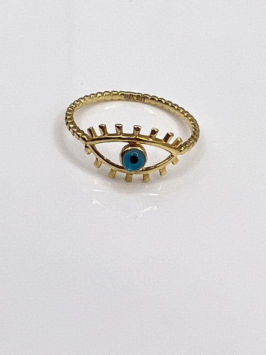 14K Gold Evil Eye Ring