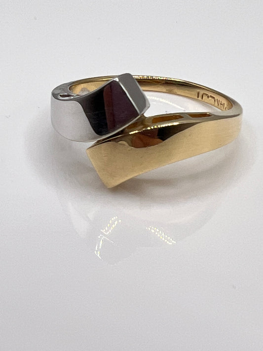 14K Two Tone Bypass Ring