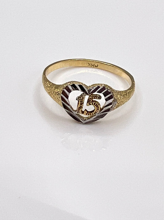 14K Two-Tone Gold Sweet 15 Years Ring