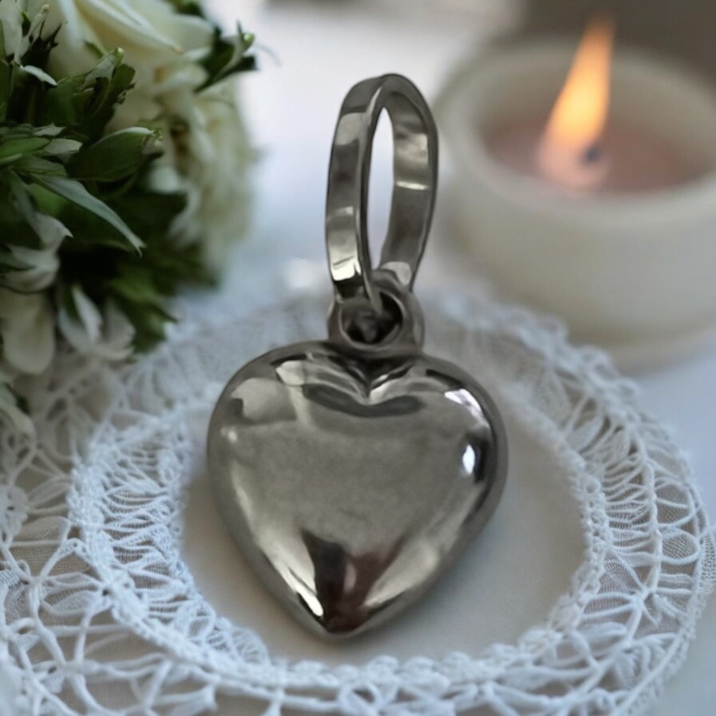 Women's 14K White Gold Heart Pendant